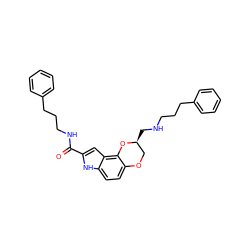 O=C(NCCCc1ccccc1)c1cc2c3c(ccc2[nH]1)OC[C@H](CNCCCc1ccccc1)O3 ZINC000013726440