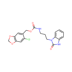 O=C(NCCCn1c(=O)[nH]c2ccccc21)OCc1cc2c(cc1Cl)OCO2 ZINC000013864290