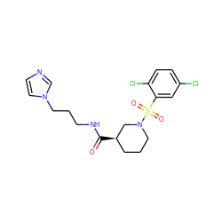 O=C(NCCCn1ccnc1)[C@@H]1CCCN(S(=O)(=O)c2cc(Cl)ccc2Cl)C1 ZINC000013119444