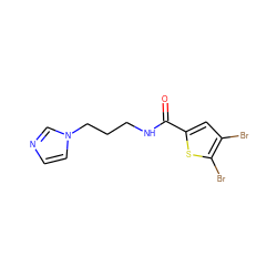 O=C(NCCCn1ccnc1)c1cc(Br)c(Br)s1 ZINC000012546494