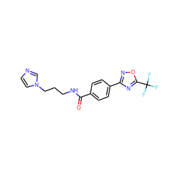 O=C(NCCCn1ccnc1)c1ccc(-c2noc(C(F)(F)F)n2)cc1 ZINC000142986826