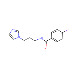 O=C(NCCCn1ccnc1)c1ccc(I)cc1 ZINC000012546492