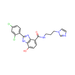 O=C(NCCCn1ccnc1)c1ccc(O)c2[nH]c(-c3ccc(Cl)cc3Cl)nc12 ZINC000073311712