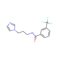 O=C(NCCCn1ccnc1)c1cccc(C(F)(F)F)c1 ZINC000013745251