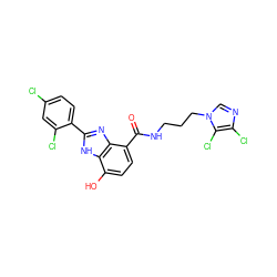 O=C(NCCCn1cnc(Cl)c1Cl)c1ccc(O)c2[nH]c(-c3ccc(Cl)cc3Cl)nc12 ZINC000073311715