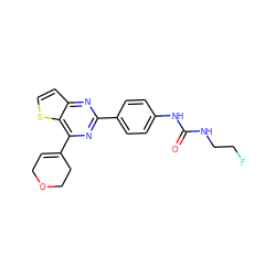 O=C(NCCF)Nc1ccc(-c2nc(C3=CCOCC3)c3sccc3n2)cc1 ZINC000045339621