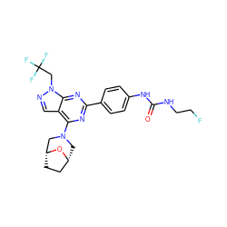 O=C(NCCF)Nc1ccc(-c2nc(N3C[C@@H]4CC[C@H](C3)O4)c3cnn(CC(F)(F)F)c3n2)cc1 ZINC000045284890