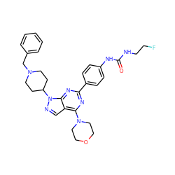 O=C(NCCF)Nc1ccc(-c2nc(N3CCOCC3)c3cnn(C4CCN(Cc5ccccc5)CC4)c3n2)cc1 ZINC000049784554