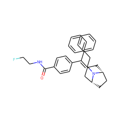 O=C(NCCF)c1ccc(C(=C2C[C@@H]3CC[C@H](C2)N3CCc2ccccc2)c2ccccc2)cc1 ZINC000026254927