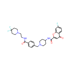 O=C(NCCN1CCC(F)(F)CC1)c1ccc(CN2CCC(NC(=O)c3cc(=O)c4ccc(F)cc4o3)CC2)cc1 ZINC000028884204