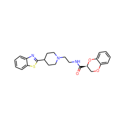 O=C(NCCN1CCC(c2nc3ccccc3s2)CC1)[C@@H]1COc2ccccc2O1 ZINC000169312193