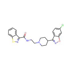 O=C(NCCN1CCC(c2noc3cc(Cl)ccc23)CC1)c1nsc2ccccc12 ZINC000013737874