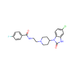 O=C(NCCN1CCC(n2c(=O)[nH]c3cc(Cl)ccc32)CC1)c1ccc(F)cc1 ZINC000000537818