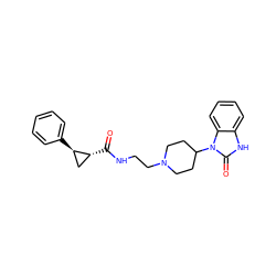 O=C(NCCN1CCC(n2c(=O)[nH]c3ccccc32)CC1)[C@@H]1C[C@H]1c1ccccc1 ZINC000040952257