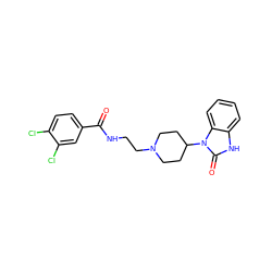 O=C(NCCN1CCC(n2c(=O)[nH]c3ccccc32)CC1)c1ccc(Cl)c(Cl)c1 ZINC000058581124