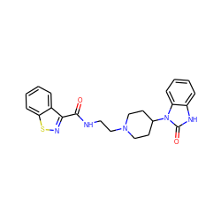 O=C(NCCN1CCC(n2c(=O)[nH]c3ccccc32)CC1)c1nsc2ccccc12 ZINC000000605469