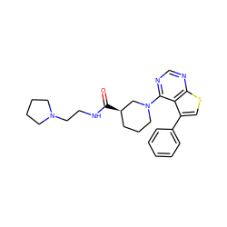 O=C(NCCN1CCCC1)[C@@H]1CCCN(c2ncnc3scc(-c4ccccc4)c23)C1 ZINC000146501197