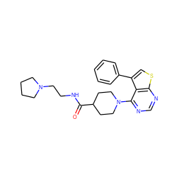 O=C(NCCN1CCCC1)C1CCN(c2ncnc3scc(-c4ccccc4)c23)CC1 ZINC000146502044