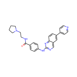 O=C(NCCN1CCCC1)c1ccc(Nc2ncc3cc(-c4ccncc4)ccc3n2)cc1 ZINC000095587141