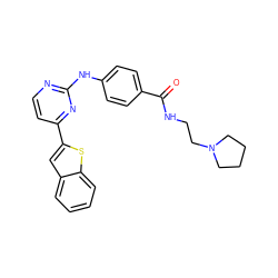 O=C(NCCN1CCCC1)c1ccc(Nc2nccc(-c3cc4ccccc4s3)n2)cc1 ZINC000028563483