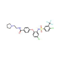 O=C(NCCN1CCCC1)c1ccc(Oc2ccc(Cl)cc2NS(=O)(=O)c2ccc(Cl)c(C(F)(F)F)c2)cc1 ZINC000073162136