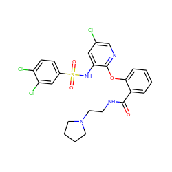 O=C(NCCN1CCCC1)c1ccccc1Oc1ncc(Cl)cc1NS(=O)(=O)c1ccc(Cl)c(Cl)c1 ZINC000073168310