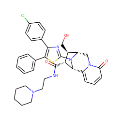 O=C(NCCN1CCCCC1)[C@H]1[C@H]2c3cccc(=O)n3C[C@@H]([C@@H]1CO)N2c1nc(-c2ccc(Cl)cc2)c(-c2ccccc2)s1 ZINC000042803634