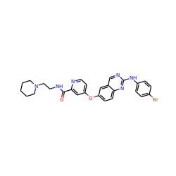 O=C(NCCN1CCCCC1)c1cc(Oc2ccc3nc(Nc4ccc(Br)cc4)ncc3c2)ccn1 ZINC000073258570