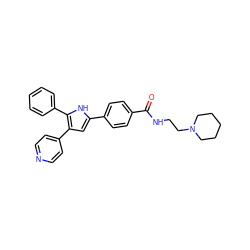 O=C(NCCN1CCCCC1)c1ccc(-c2cc(-c3ccncc3)c(-c3ccccc3)[nH]2)cc1 ZINC000000841247