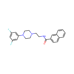 O=C(NCCN1CCN(c2cc(F)cc(F)c2)CC1)c1ccc2ccccc2c1 ZINC000169335022