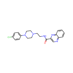 O=C(NCCN1CCN(c2ccc(Cl)cc2)CC1)c1cnc2ccccc2n1 ZINC000038590070