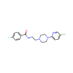 O=C(NCCN1CCN(c2ccc(Cl)cn2)CC1)c1ccc(F)cc1 ZINC000064527520