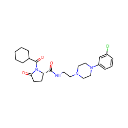 O=C(NCCN1CCN(c2cccc(Cl)c2)CC1)[C@@H]1CCC(=O)N1C(=O)C1CCCCC1 ZINC000040917833