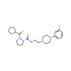 O=C(NCCN1CCN(c2cccc(Cl)c2)CC1)[C@@H]1CCCN1C(=O)C1CCCC1 ZINC000040916161