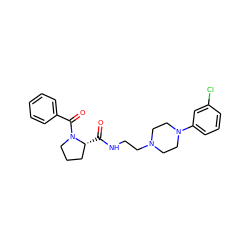 O=C(NCCN1CCN(c2cccc(Cl)c2)CC1)[C@@H]1CCCN1C(=O)c1ccccc1 ZINC000040404001