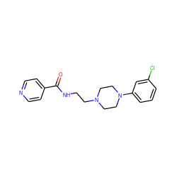 O=C(NCCN1CCN(c2cccc(Cl)c2)CC1)c1ccncc1 ZINC000161698688