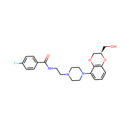 O=C(NCCN1CCN(c2cccc3c2OC[C@@H](CO)O3)CC1)c1ccc(F)cc1 ZINC000053122860