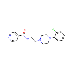 O=C(NCCN1CCN(c2ccccc2Cl)CC1)c1ccncc1 ZINC000653700304