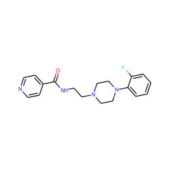 O=C(NCCN1CCN(c2ccccc2F)CC1)c1ccncc1 ZINC000038590538