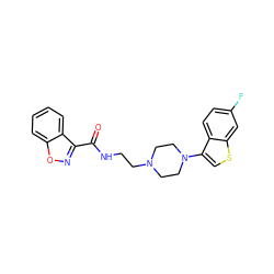 O=C(NCCN1CCN(c2csc3cc(F)ccc23)CC1)c1noc2ccccc12 ZINC000095541862