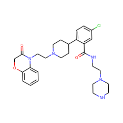 O=C(NCCN1CCNCC1)c1cc(Cl)ccc1C1CCN(CCN2C(=O)COc3ccccc32)CC1 ZINC000028826541