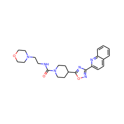 O=C(NCCN1CCOCC1)N1CCC(c2nc(-c3ccc4ccccc4n3)no2)CC1 ZINC000072180869