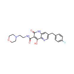 O=C(NCCN1CCOCC1)c1c(O)c2ncc(Cc3ccc(F)cc3)cc2[nH]c1=O ZINC000035933729