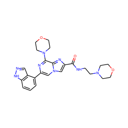 O=C(NCCN1CCOCC1)c1cn2cc(-c3cccc4[nH]ncc34)nc(N3CCOCC3)c2n1 ZINC000073310697