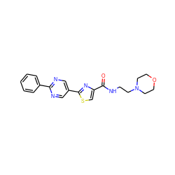 O=C(NCCN1CCOCC1)c1csc(-c2cnc(-c3ccccc3)nc2)n1 ZINC000145759981