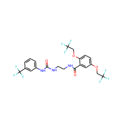 O=C(NCCNC(=O)c1cc(OCC(F)(F)F)ccc1OCC(F)(F)F)Nc1cccc(C(F)(F)F)c1 ZINC000008828935