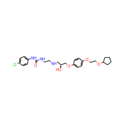 O=C(NCCNC[C@H](O)COc1ccc(OCCOC2CCCC2)cc1)Nc1ccc(Cl)cc1 ZINC000095601471