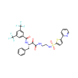 O=C(NCCNS(=O)(=O)c1ccc(-c2ccccn2)s1)C(=O)[C@H](Cc1ccccc1)NC(=O)c1cc(C(F)(F)F)cc(C(F)(F)F)c1 ZINC000026466697