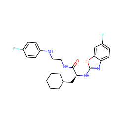 O=C(NCCNc1ccc(F)cc1)[C@H](CC1CCCCC1)Nc1nc2ccc(F)cc2o1 ZINC000014971581