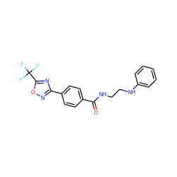 O=C(NCCNc1ccccc1)c1ccc(-c2noc(C(F)(F)F)n2)cc1 ZINC000142979865